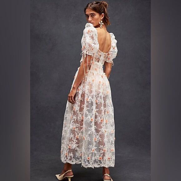 New free People For Love & Lemons Tessa Midi Dress/ Size M - Picture 1 of 12